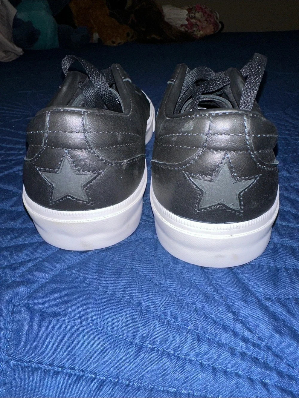 Converse Black Leather Sneakers with White Sole